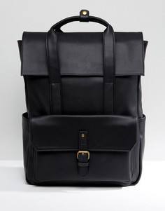 Черный рюкзак из искусственной кожи с откидным клапаном ASOS - Черный