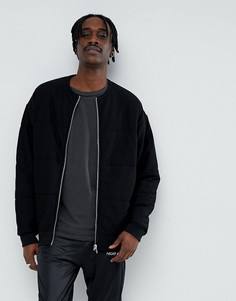 Трикотажный дутый бомбер оверсайз ASOS - Черный