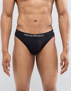 Черные стринги с логотипом Emporio Armani - Черный