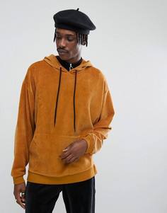 Худи свободного кроя из велюра ASOS - Коричневый