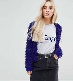 Укороченный кардиган с вытянутыми петлями ASOS PETITE - Синий