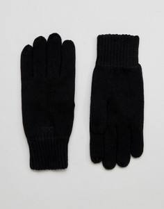 Черные перчатки Selected Homme Leth - Черный