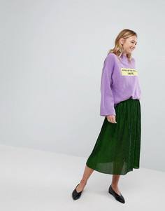 Плиссированная юбка миди Monki - Зеленый