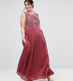 Декорированное платье макси с плиссировкой Lovedrobe Luxe - Розовый