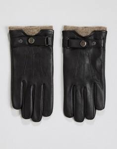 Кожаные перчатки с шерстяными манжетами Peter Werth - Черный