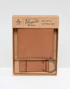Светло-коричневый бумажник и брелок для ключей Original Penguin - Рыжий