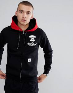 Худи на молнии с контрастным капюшоном AAPE By A Bathing Ape - Черный