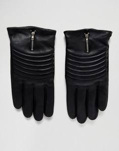 Кожаные байкерские перчатки Boardmans - Черный