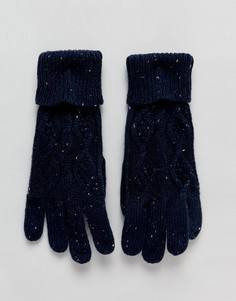 Вязаные перчатки с узором косичка Boardmans Tom - Синий