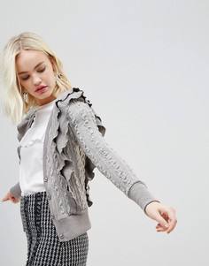 Кардиган с V-образным вырезом и оборками Hazel - Серый