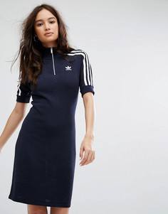 Темно-синее платье-поло с тремя полосками Adidas Originals - Темно-синий