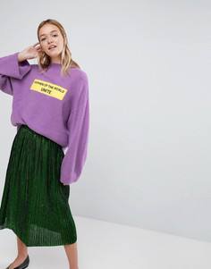 Джемпер с надписью Women Unite Monki - Фиолетовый