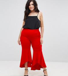 Брюки-сигареты с оборками по краю John Zack Plus - Розовый