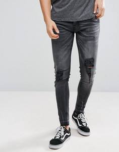 Рваные джинсы скинни с необработанными краями Brave Soul - Серый
