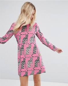 Платье с принтом кошек Paul & Joe Sister - Розовый