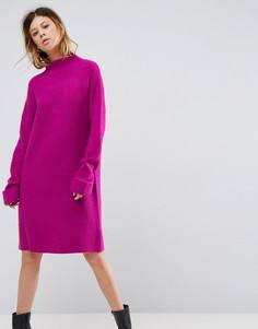 Трикотажное платье с высоким воротом ASOS - Розовый