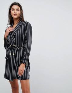 Платье мини в стиле 80-х в полоску ASOS - Мульти
