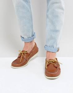 Светло-коричневые кожаные мокасины Sperry Topsider - Рыжий