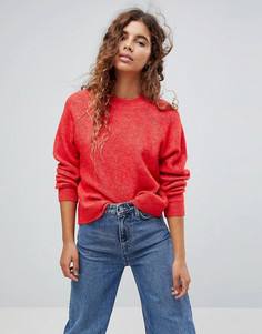 Джемпер из ворсистой пряжи с круглым вырезом ASOS - Красный