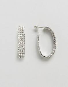 Серебристые серьги-кольца со стразами DesignB London - Серебряный