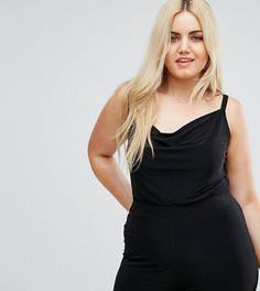 Боди со свободным воротом Club L Plus - Черный