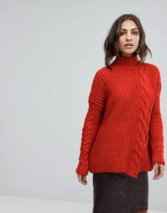 Джемпер крупной вязки в косичку River Island - Красный