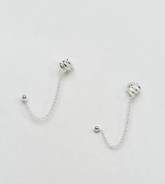 Серебряные серьги-гвоздики с цепочками и каффами ASOS - Серебряный