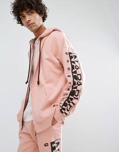 Худи розового цвета на молнии Napapijri Badstow - Розовый