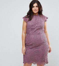 Кружевное платье-футляр миди Chi Chi London Plus - Фиолетовый