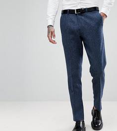 Узкие эластичные твидовые брюки с узором в елочку Heart & Dagger - Темно-синий