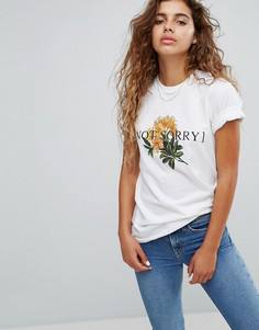 Футболка бойфренда с принтом Not Sorry Adolescent Clothing - Белый