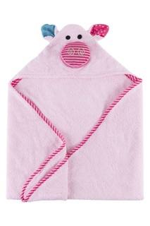 Розовое детское полотенце с капюшоном Zoocchini