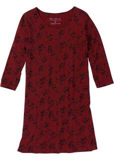 Ночная рубашка из органического хлопка (кленово-красный/черный с рисунком) Bonprix
