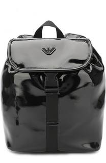 Лаковый рюкзак с логотипом бренда Armani Junior