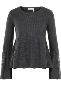 Шерстяной пуловер с круглым вырезом и завышенной талией See by Chloé