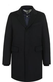 Однобортное шерстяное пальто с пуховой подстежкой Moncler