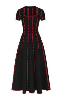Приталенное платье-миди с коротким рукавом Alaia