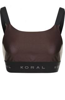Кроп-топ с логотипом бренда Koral
