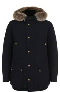 Укороченная пуховая парка на молнии с меховой отделкой капюшона Belstaff