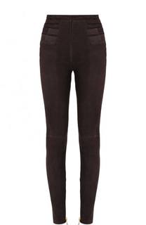 Однотонные замшевые джинсы-скинни Balmain