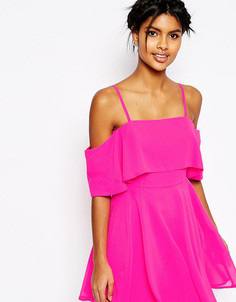 Платье мини с открытыми плечами ASOS PETITE - Розовый