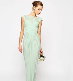 Платье макси с кружевным топом и плиссировкой ASOS TALL WEDDING - Зеленый