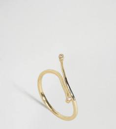 Позолоченное серебряное незамкнутое кольцо со стразом ASOS - Золотой