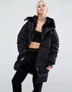 Пуховик с капюшоном и подкладкой из искусственного меха adidas Originals - Черный