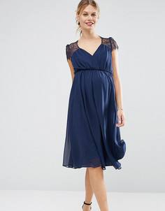 Кружевное платье миди ASOS Maternity Kate - Темно-синий