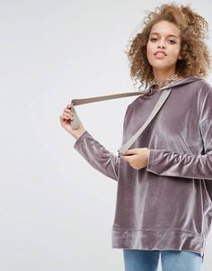 Бархатный худи с отделкой в стиле oversize ASOS - Кремовый