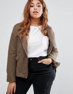 Байкерская куртка из искусственной замши Missguided Plus Size - Зеленый