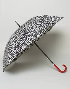 Зонт-трость с принтом Lulu Guinness Kensington - Черный