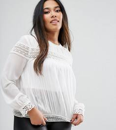 Плиссированная блузка с кружевными вставками ASOS CURVE - Кремовый