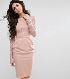 Платье-футляр с кружевным топом City Goddess Tall - Розовый